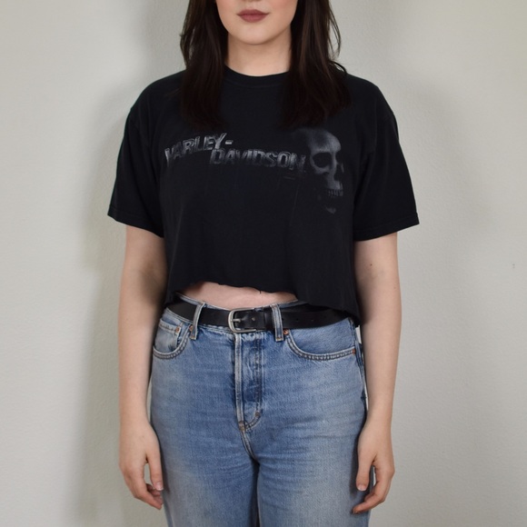 Harley-Davidson Hawaiian Skull Crop Top T-Shirt - Picture 2 of 7